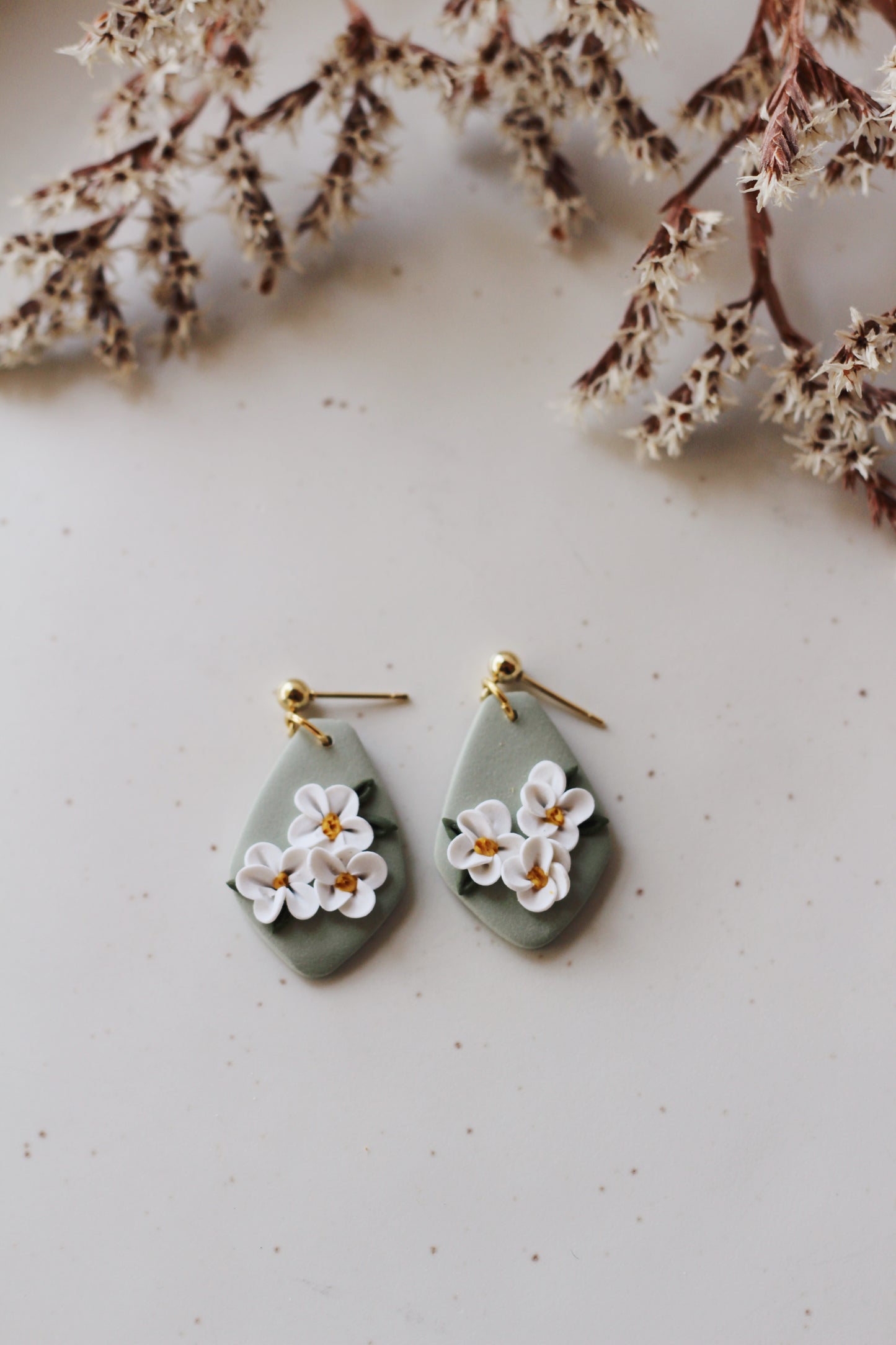 Sage Green & White Florals