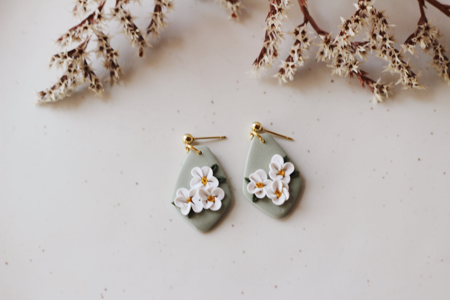 Sage Green & White Florals