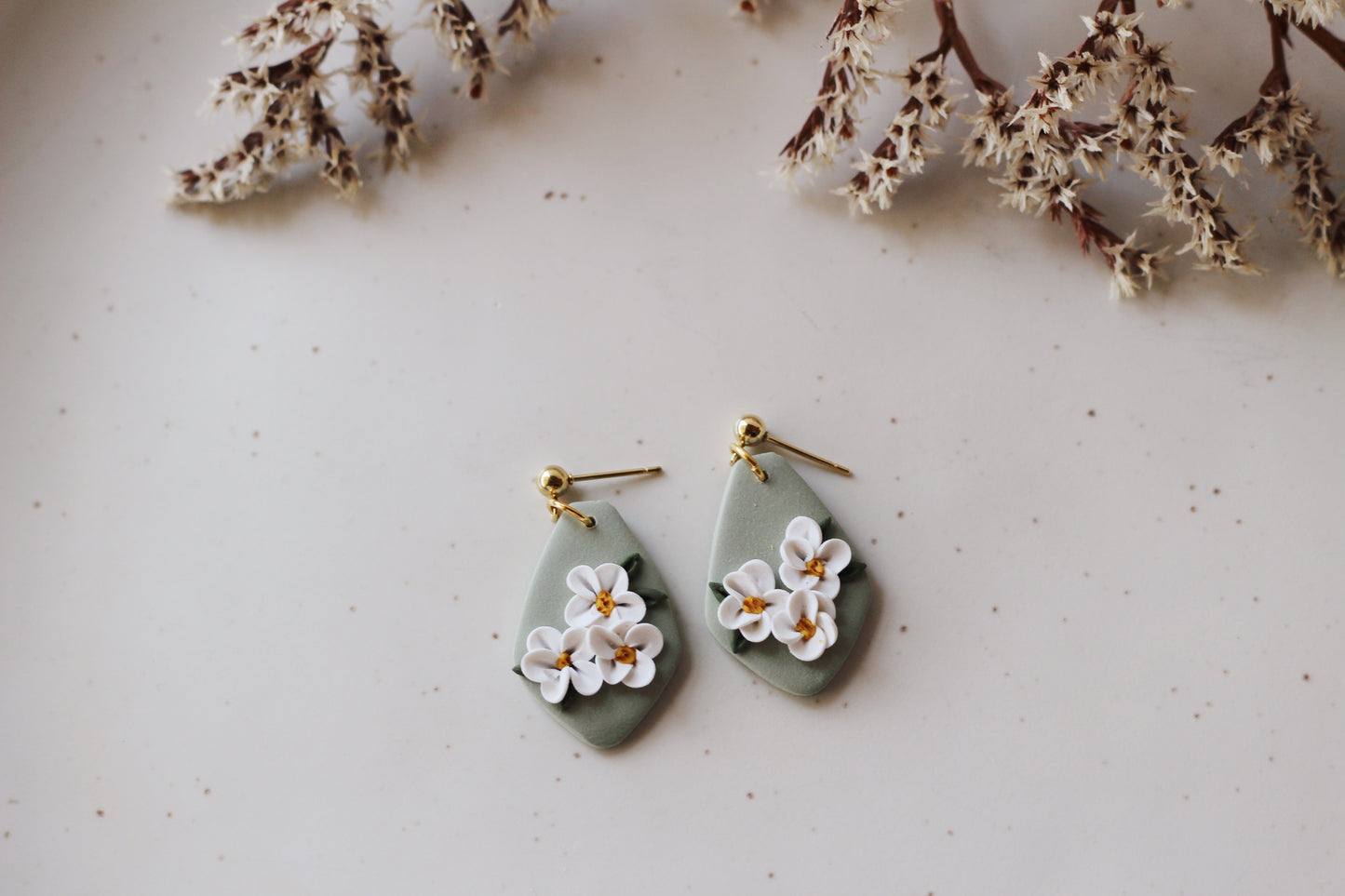 Sage Green & White Florals