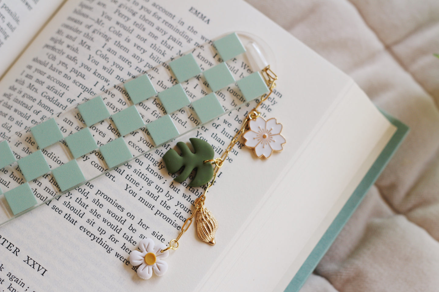 Green Checkered Bookmark