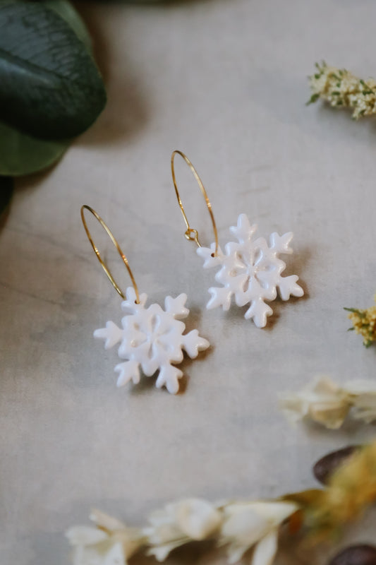 Shimmery Snowflake Hoops