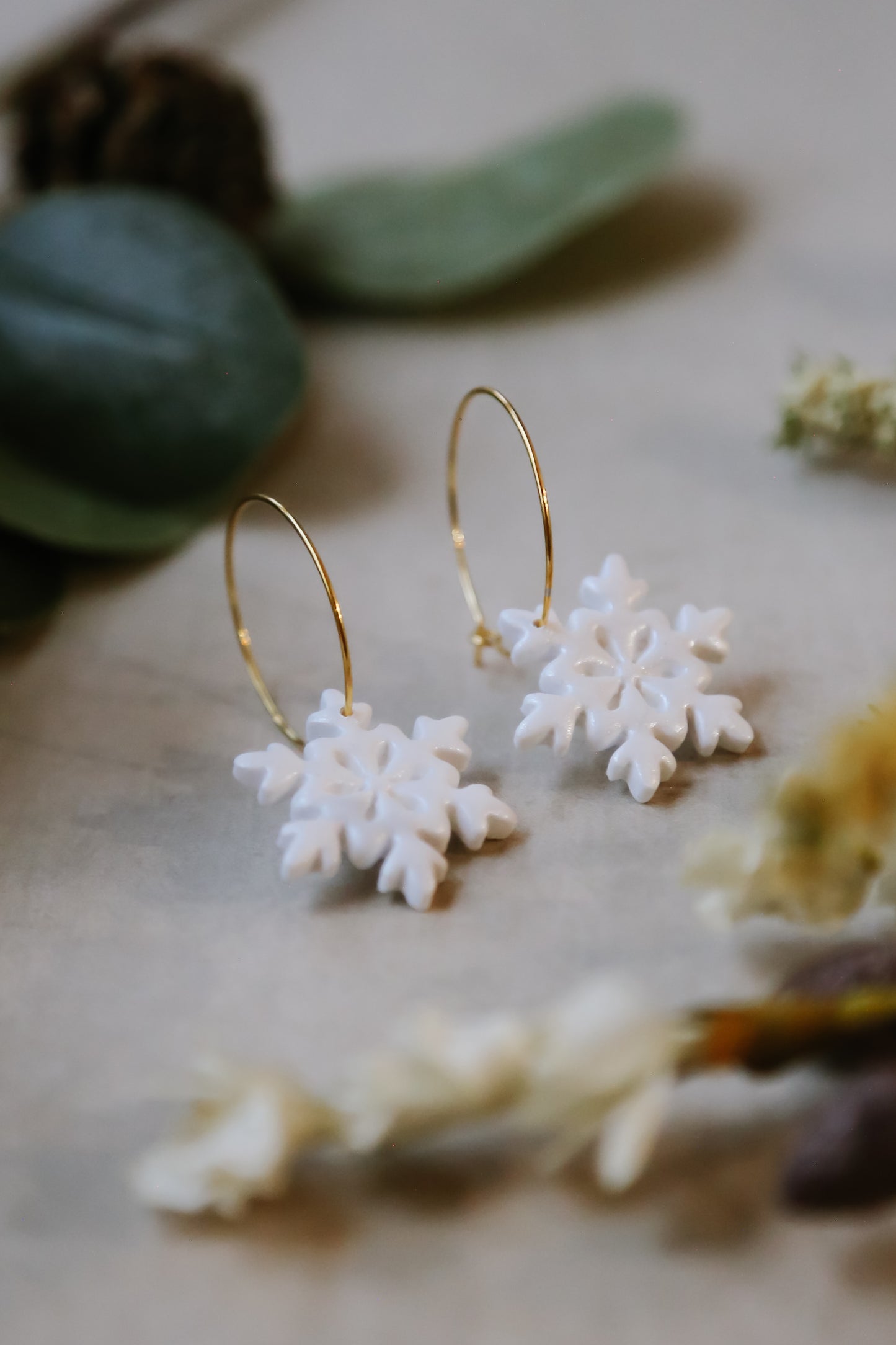 Shimmery Snowflake Hoops