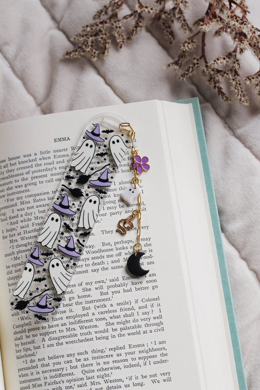 Purple Witch Ghost Bookmark