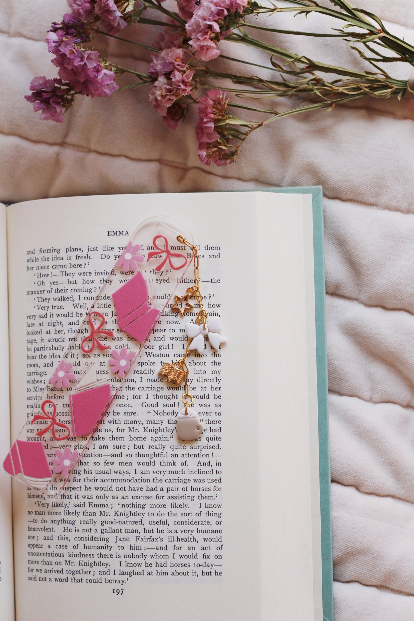 Pink Book Bow Bookmark