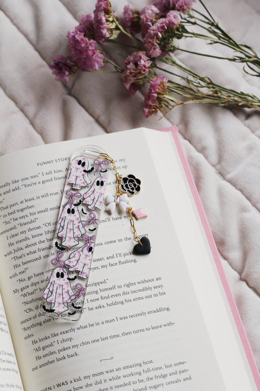 Pink Bow Ghost Bookmark