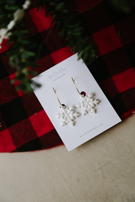 Shimmery Snowflake Hoops