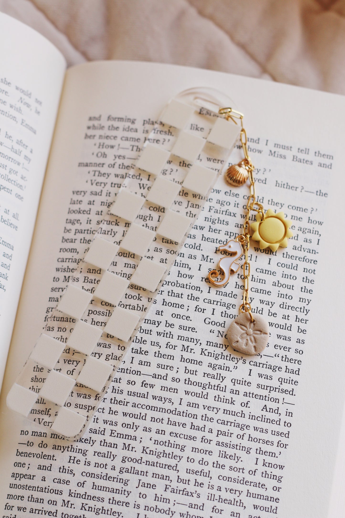 Cream Checkered Bookmark