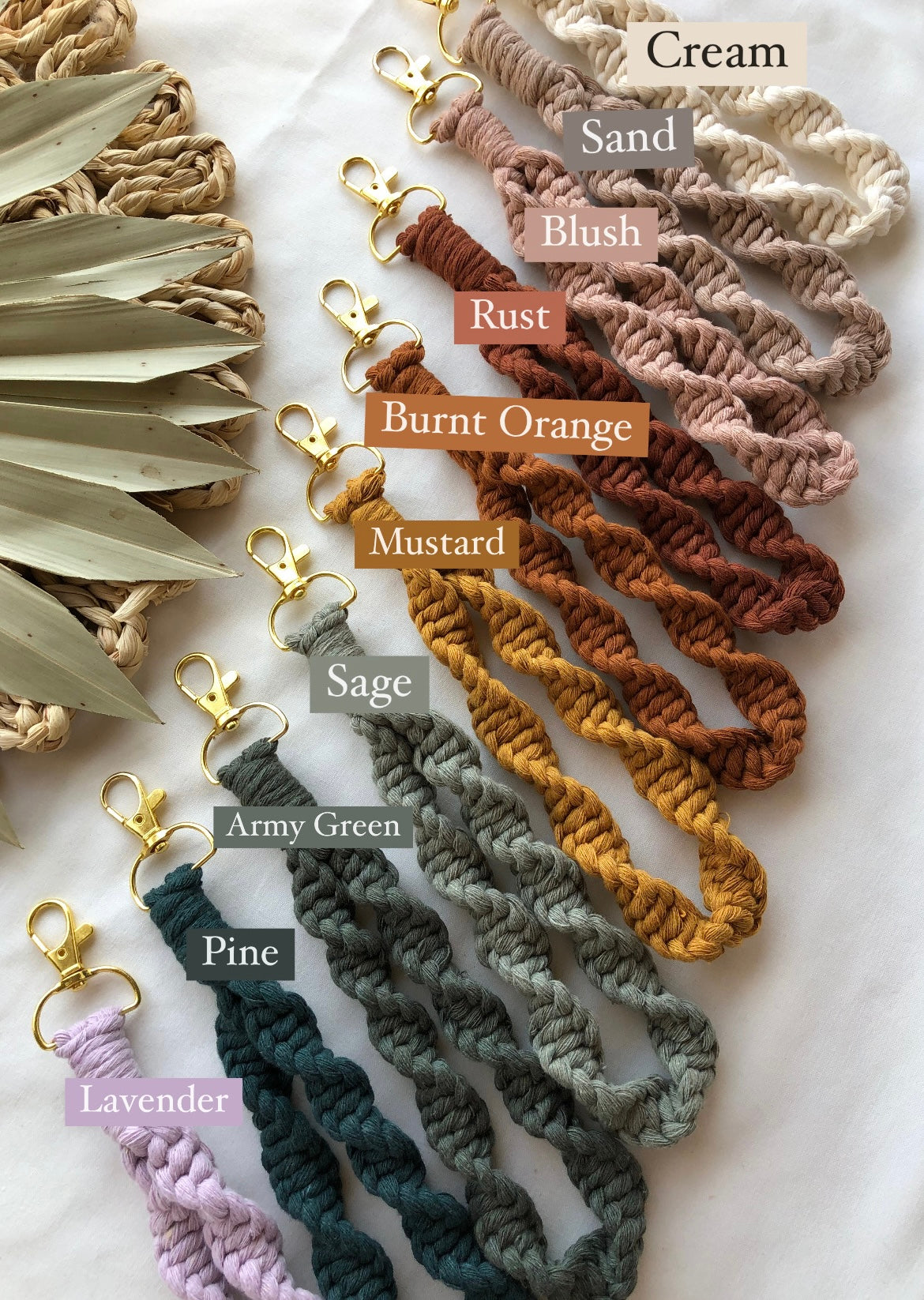 Macrame twisted wristlet colors