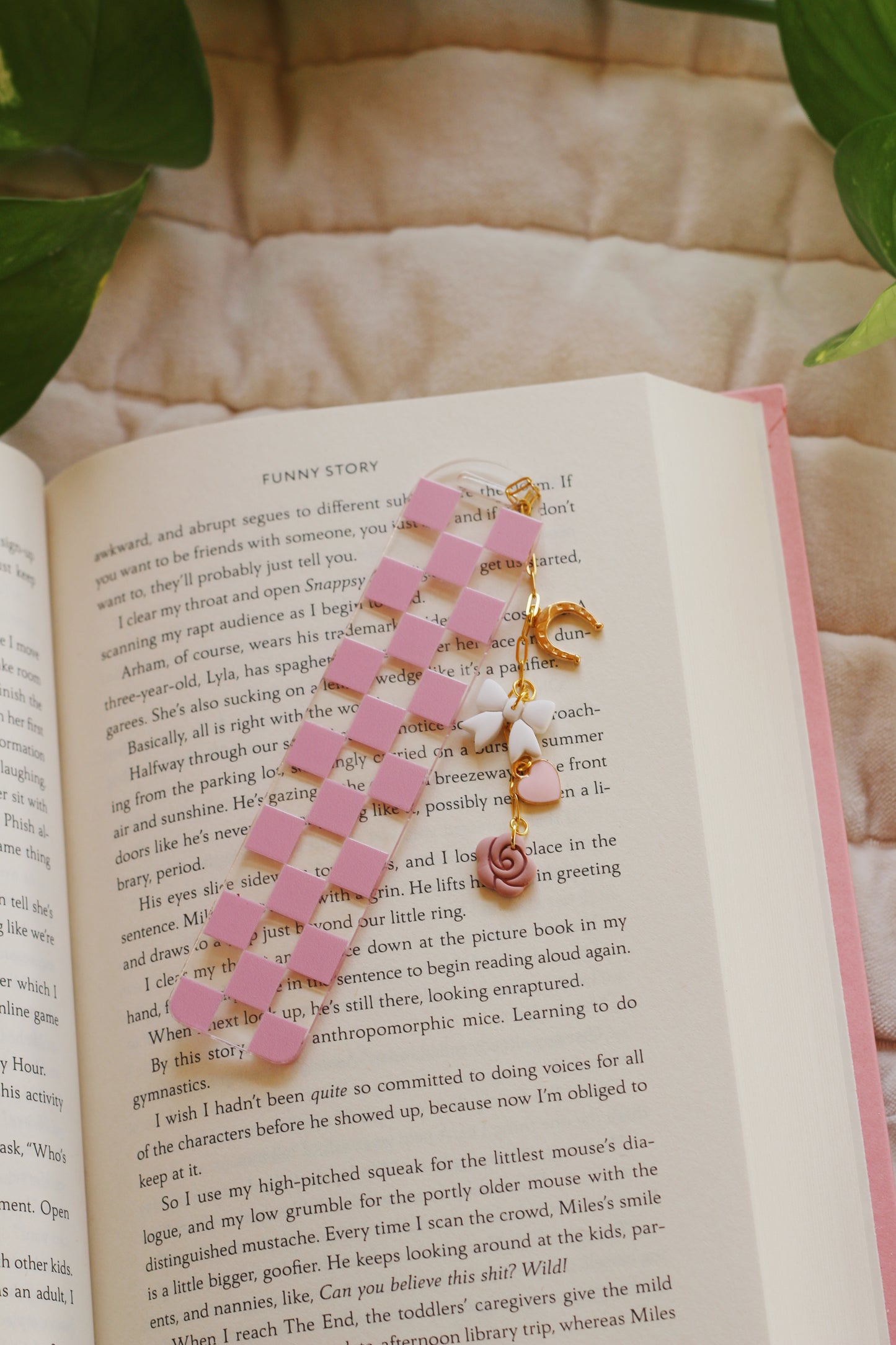 Pink Checkered Bookmark (Multiple options)