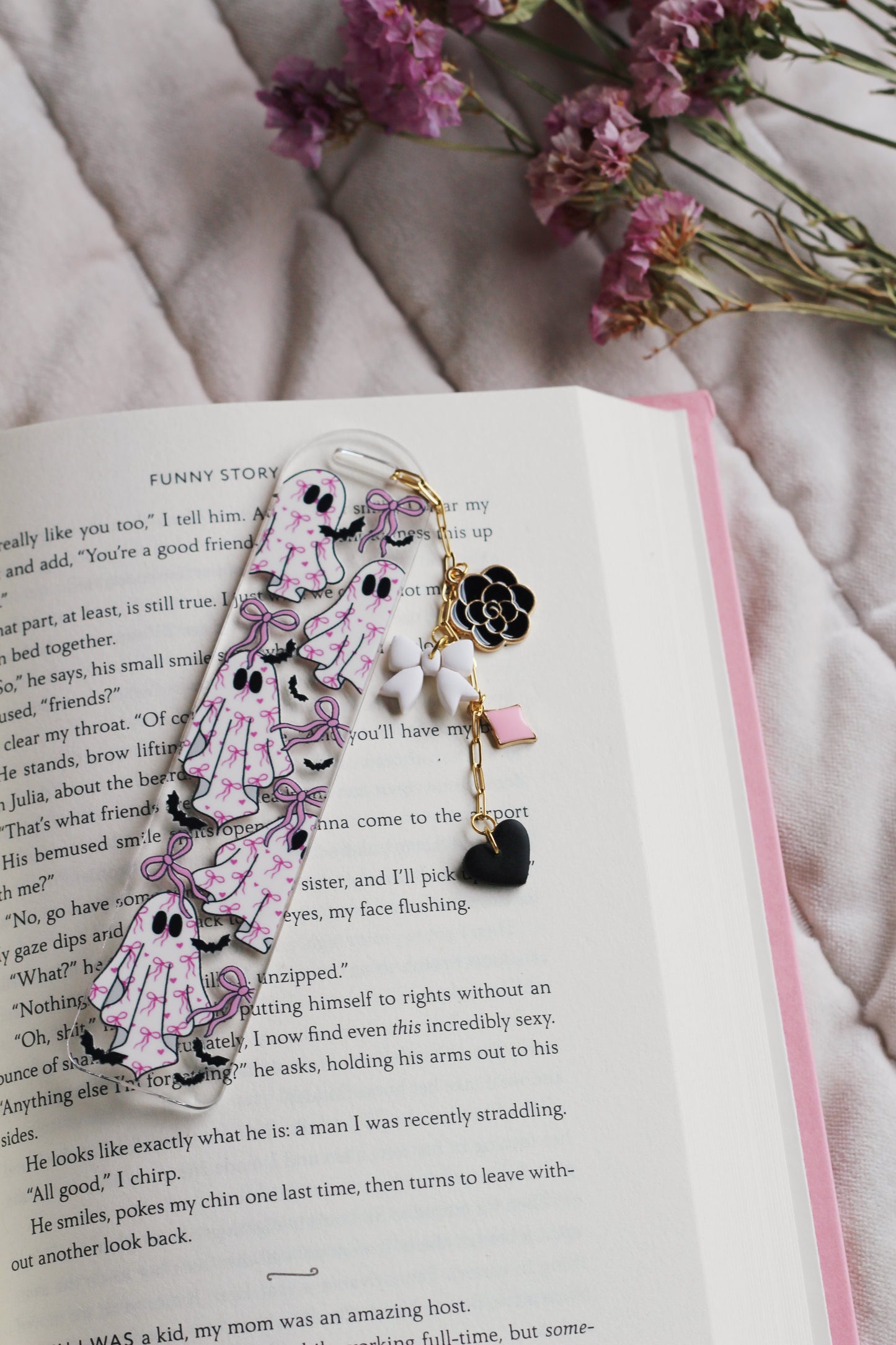 Pink Bow Ghost Bookmark