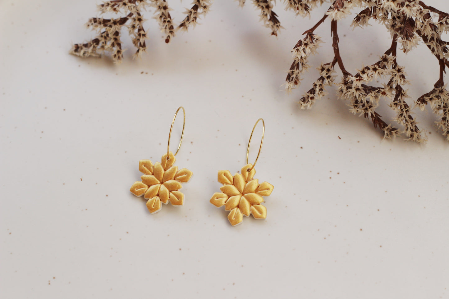 Gold Snowflake Hoops