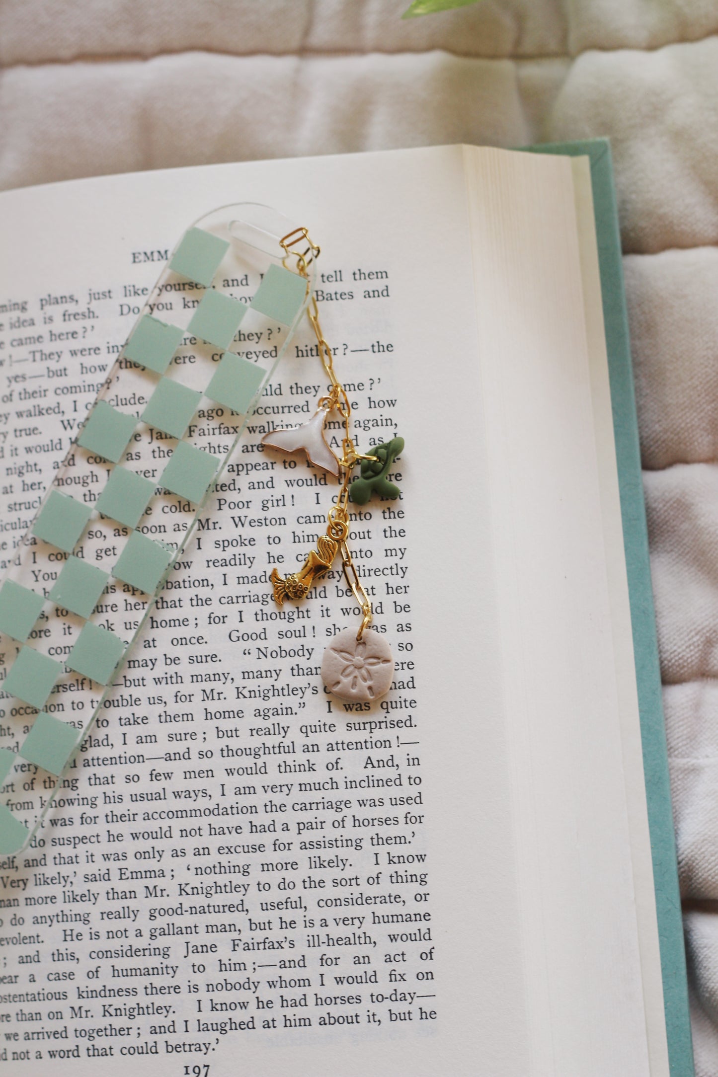 Green Checkered Bookmark *Imperfect*