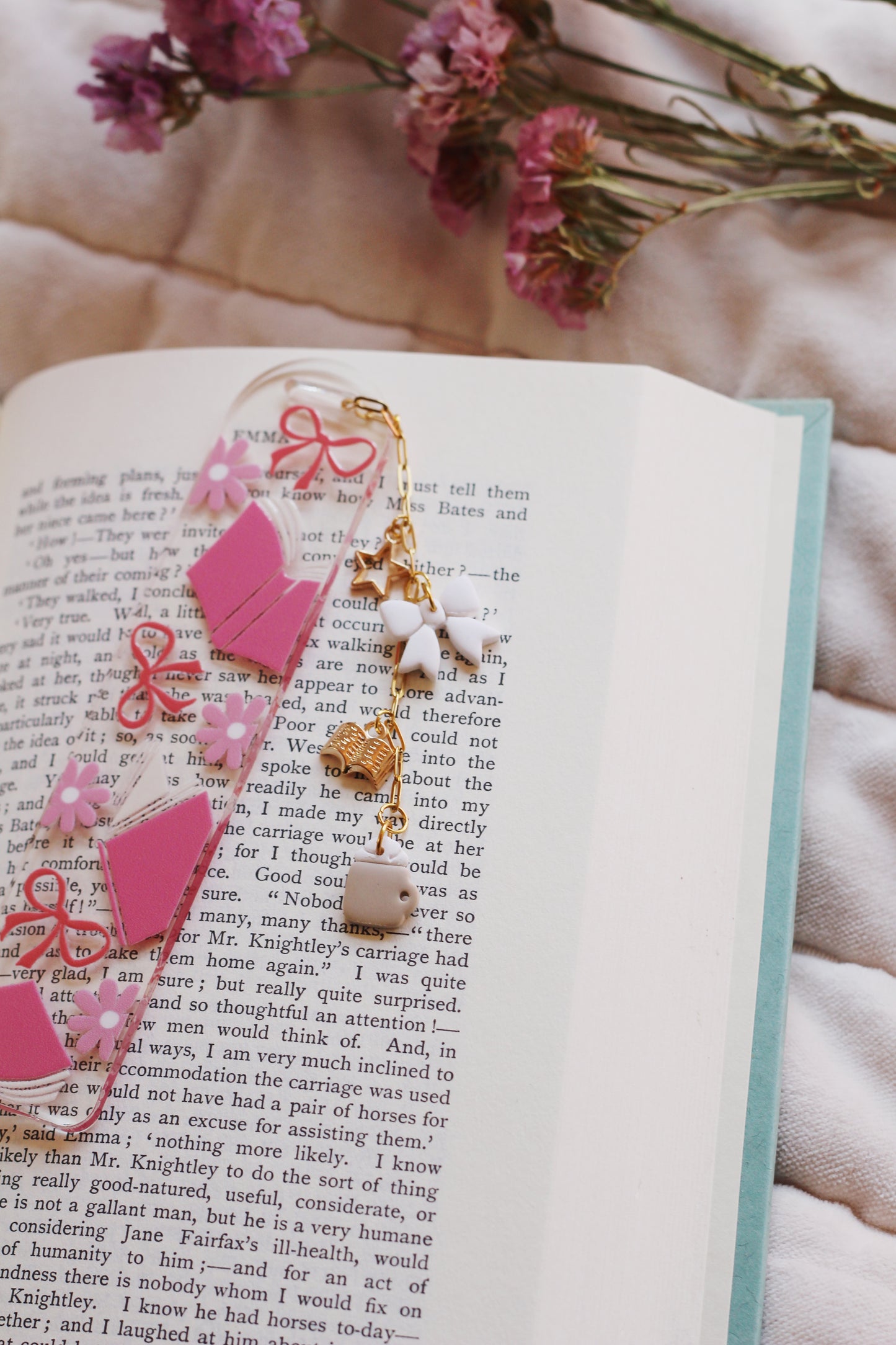 Pink Book Bow Bookmark