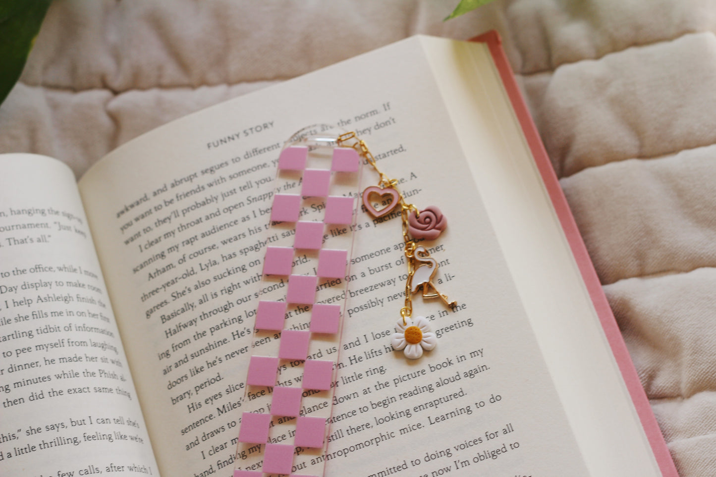 Pink Checkered Bookmark (Multiple options)