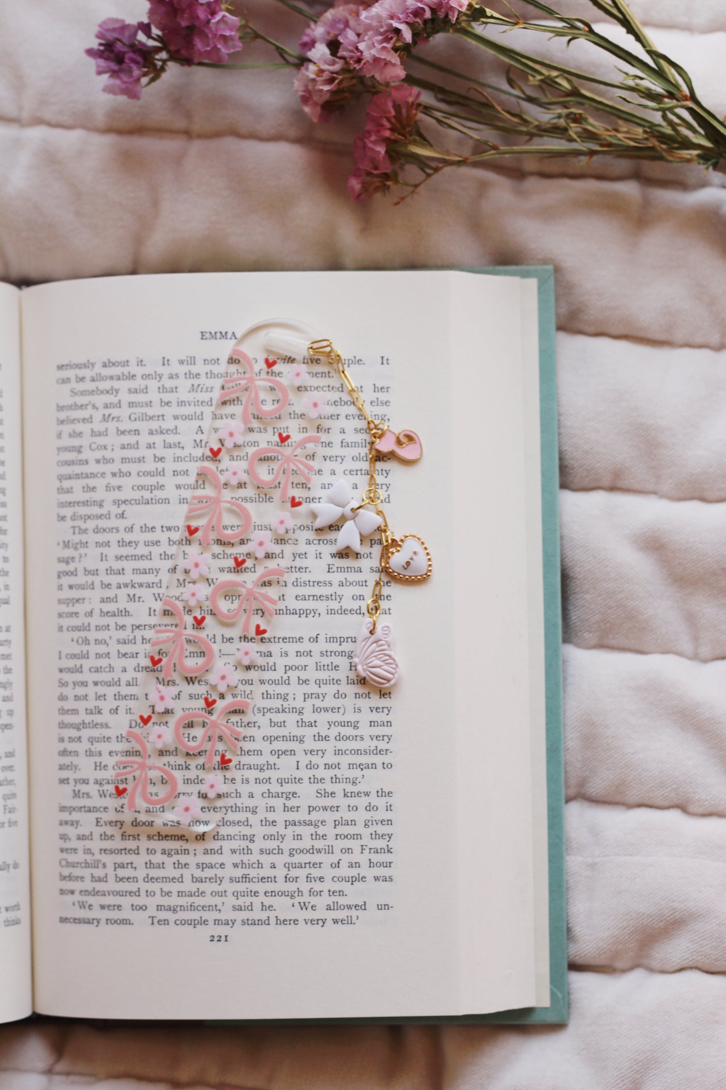 Pink Heart Bow Bookmark