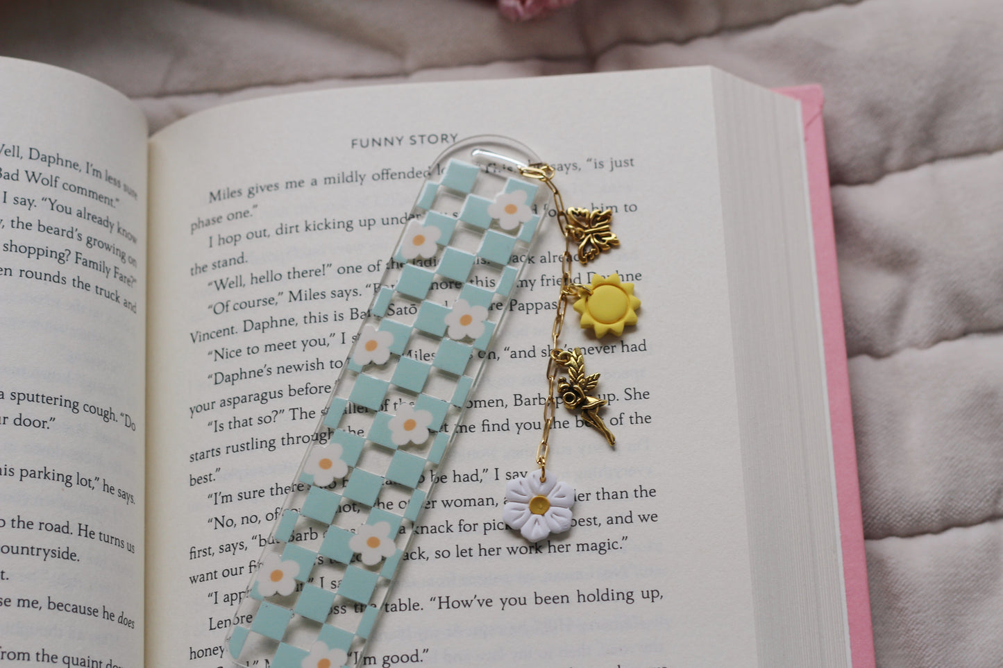 Blue Checkered Daisy Bookmark (Multiple Styles)