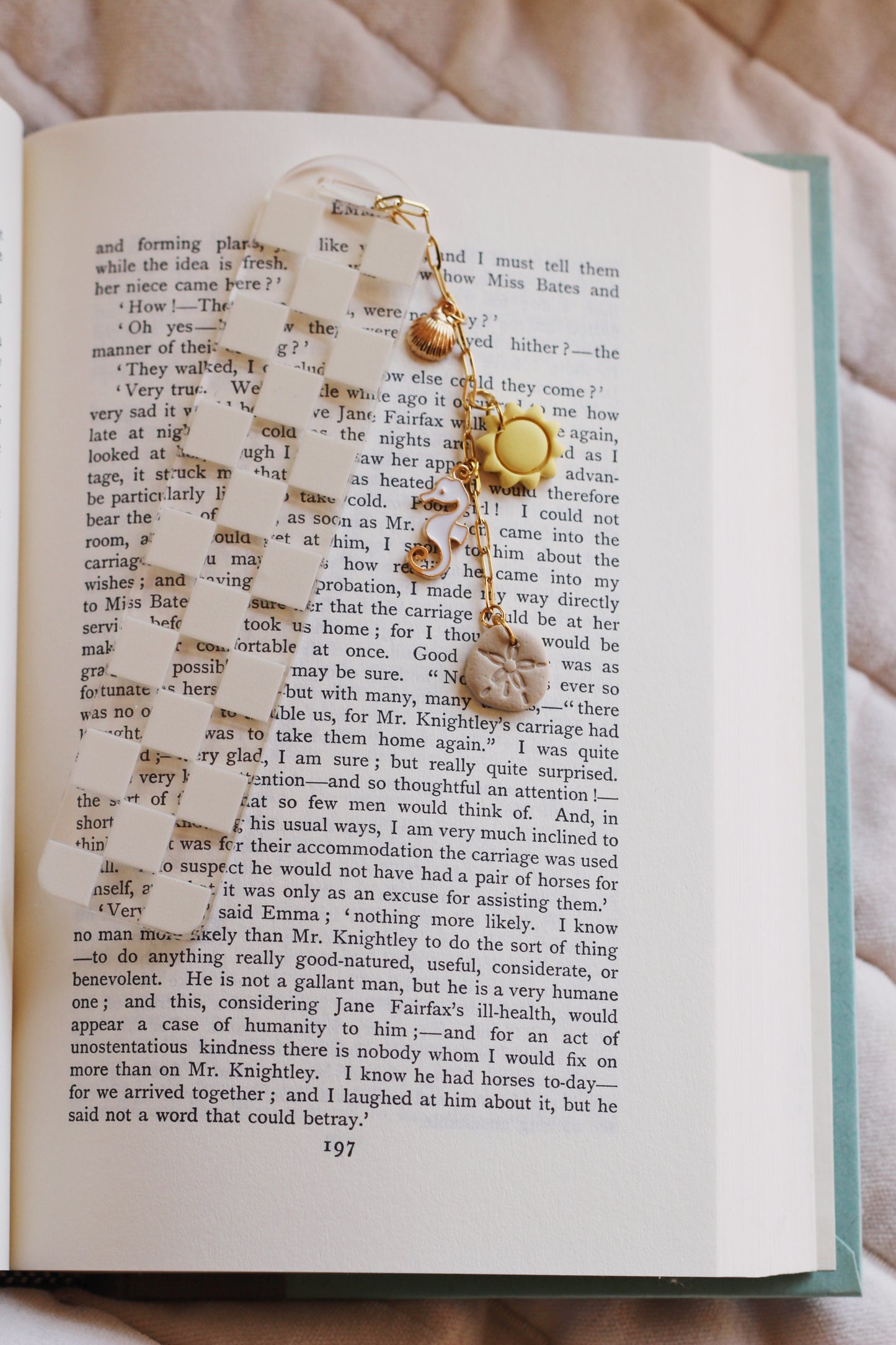 Cream Checkered Bookmark