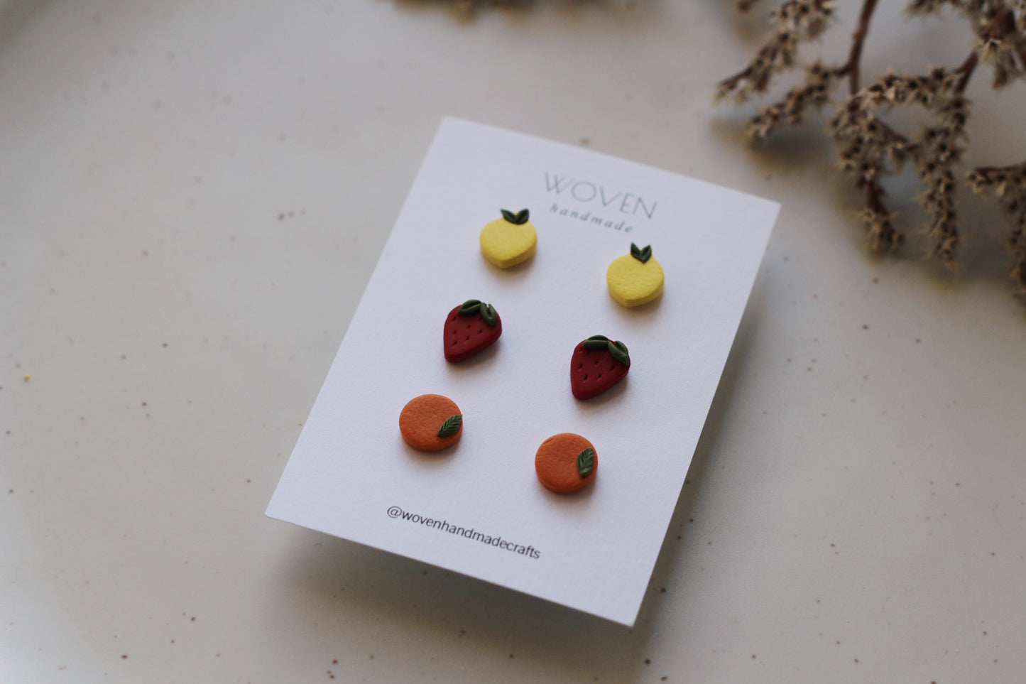 Fruit 3-pair Stud Pack