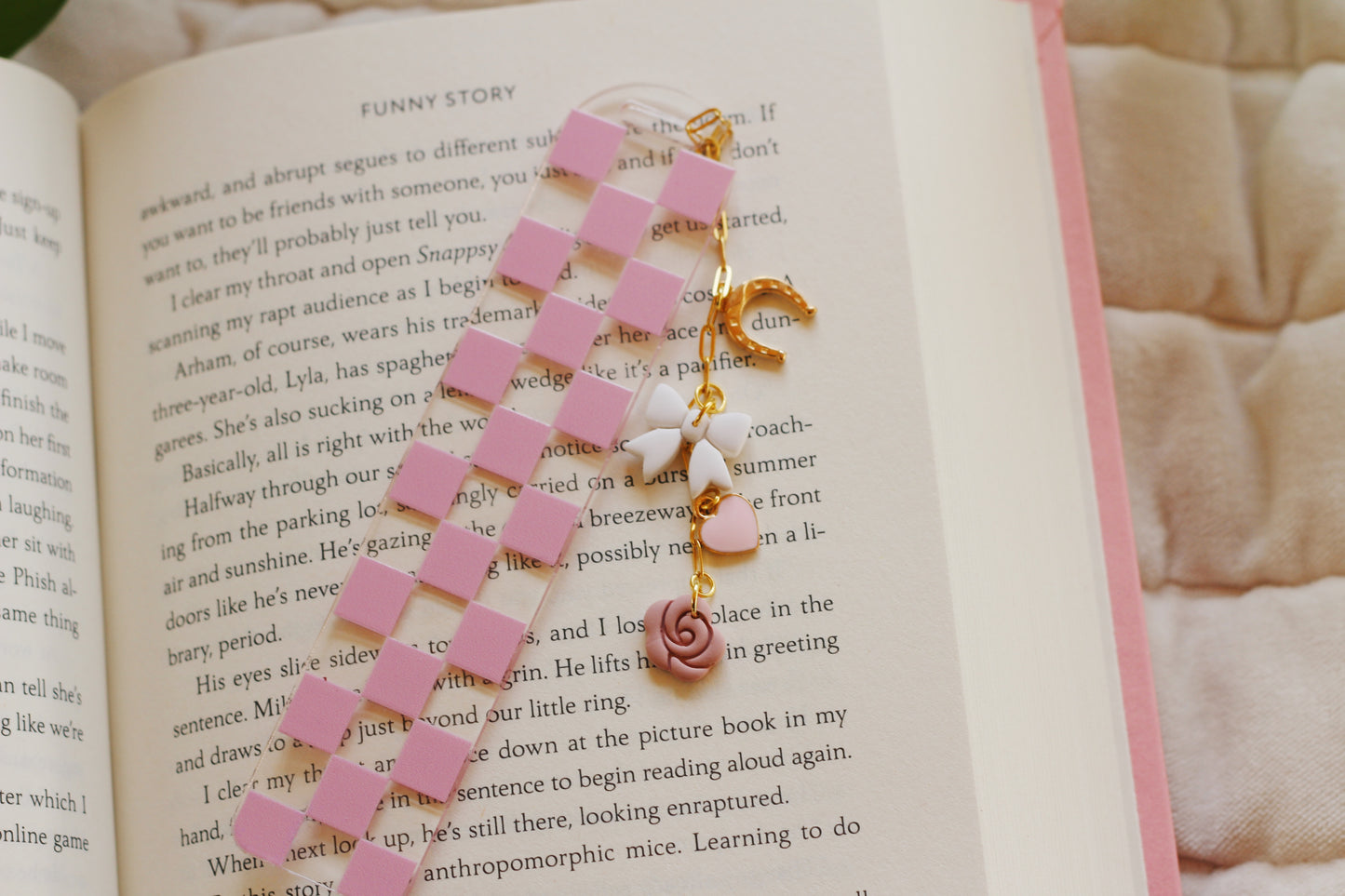 Pink Checkered Bookmark (Multiple options)