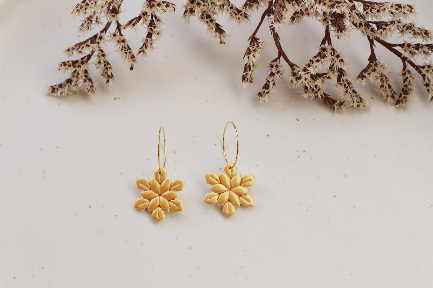 Gold Snowflake Hoops