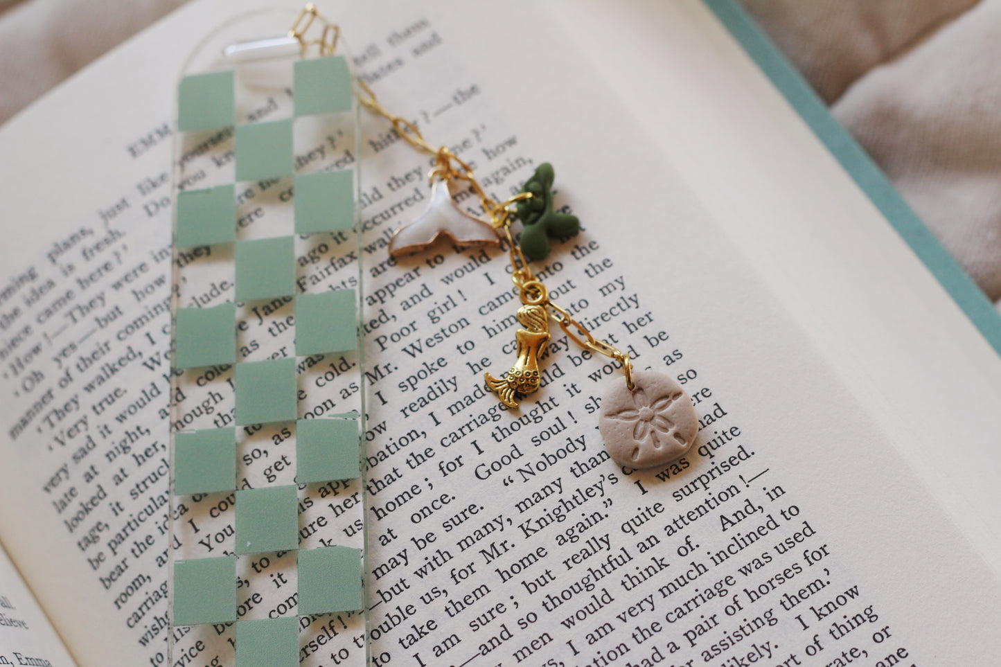 Green Checkered Bookmark *Imperfect*