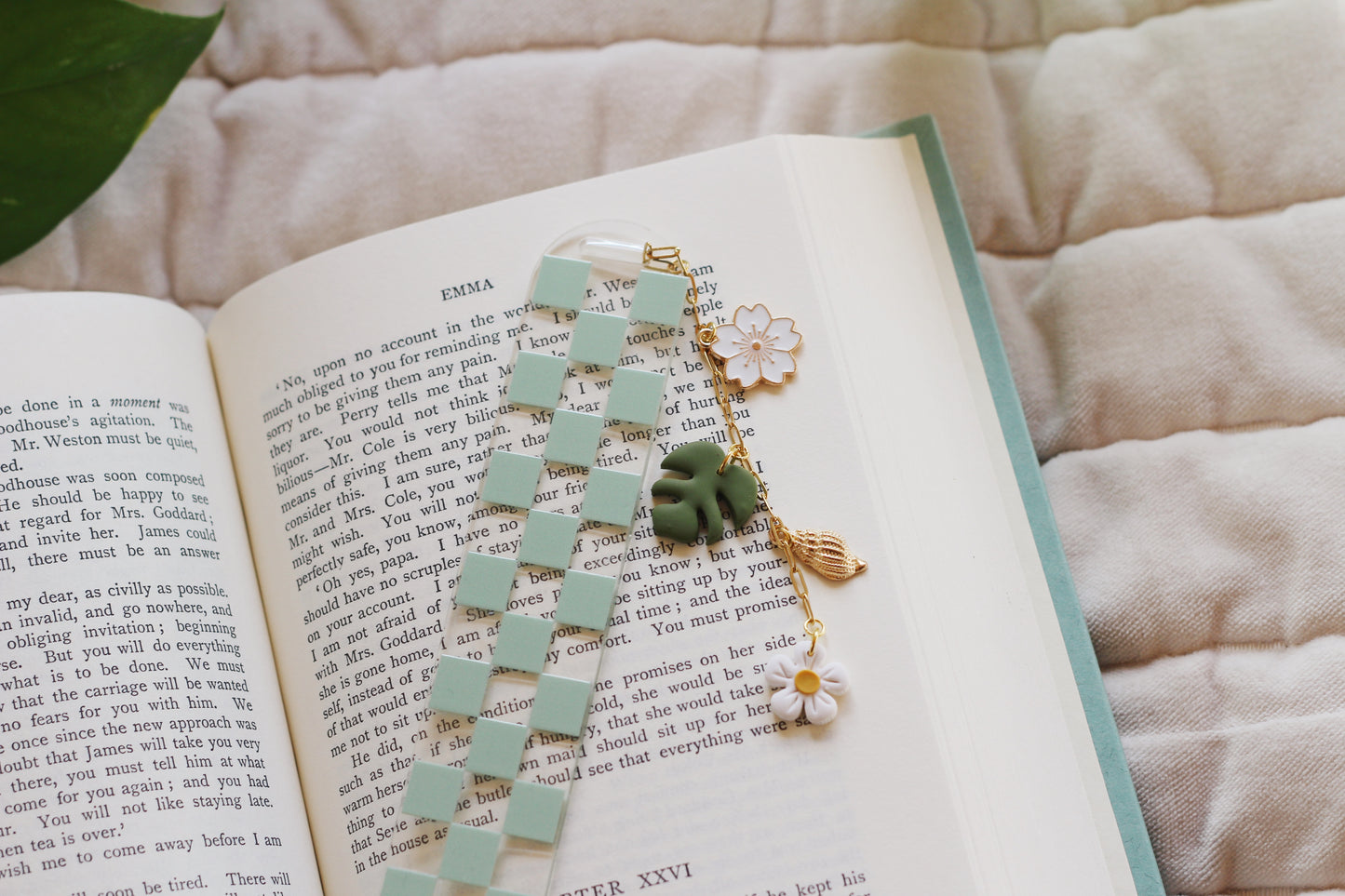 Green Checkered Bookmark