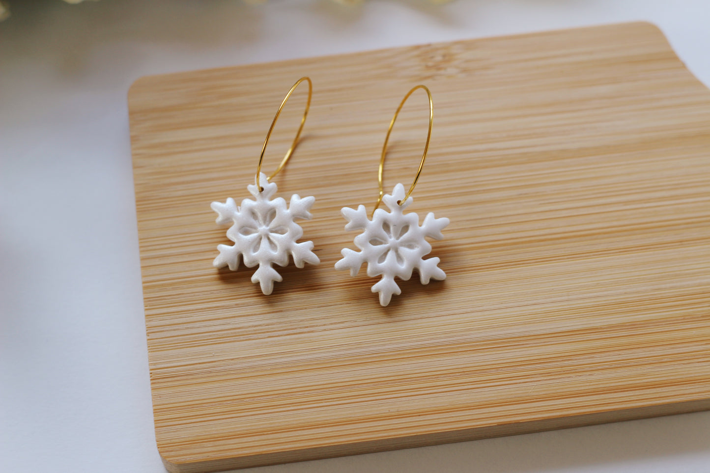 Shimmery Snowflake Hoops