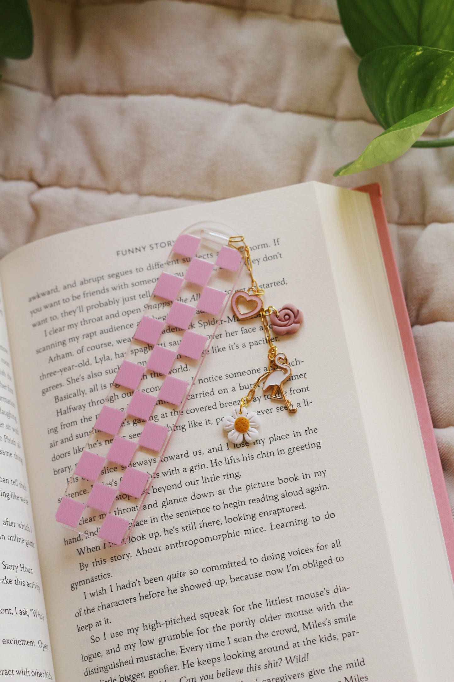 Pink Checkered Bookmark (Multiple options)