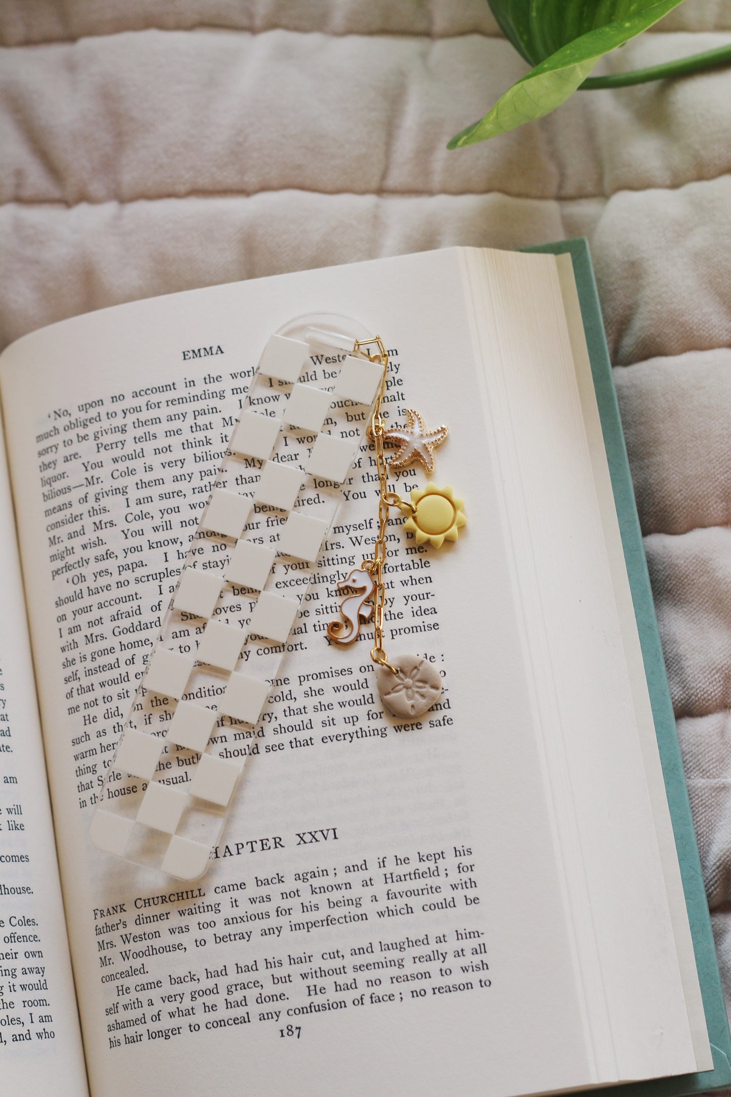 Cream Checkered Bookmark (Multiple options)