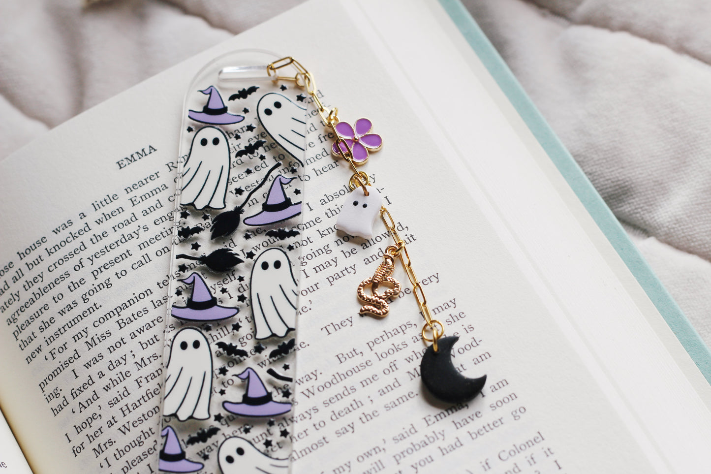 Purple Witch Ghost Bookmark