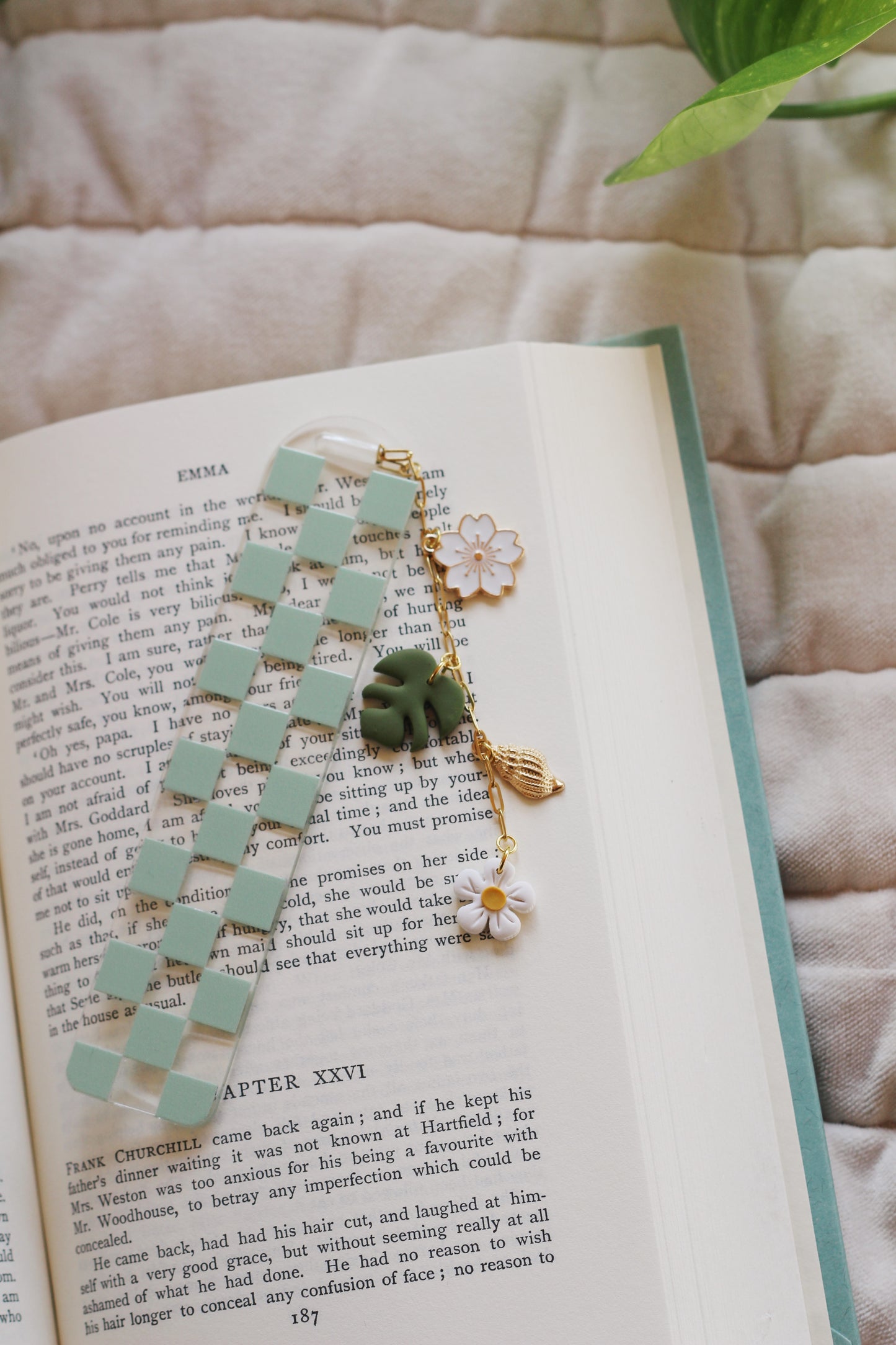 Green Checkered Bookmark