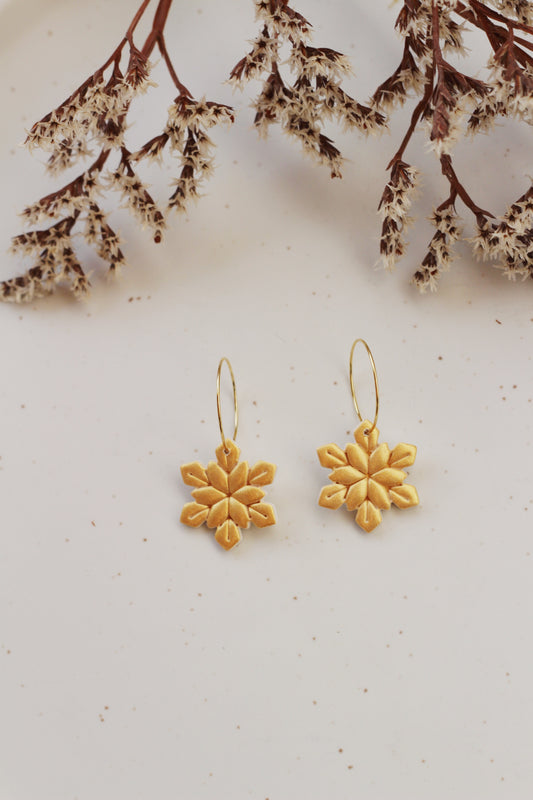 Gold Snowflake Hoops