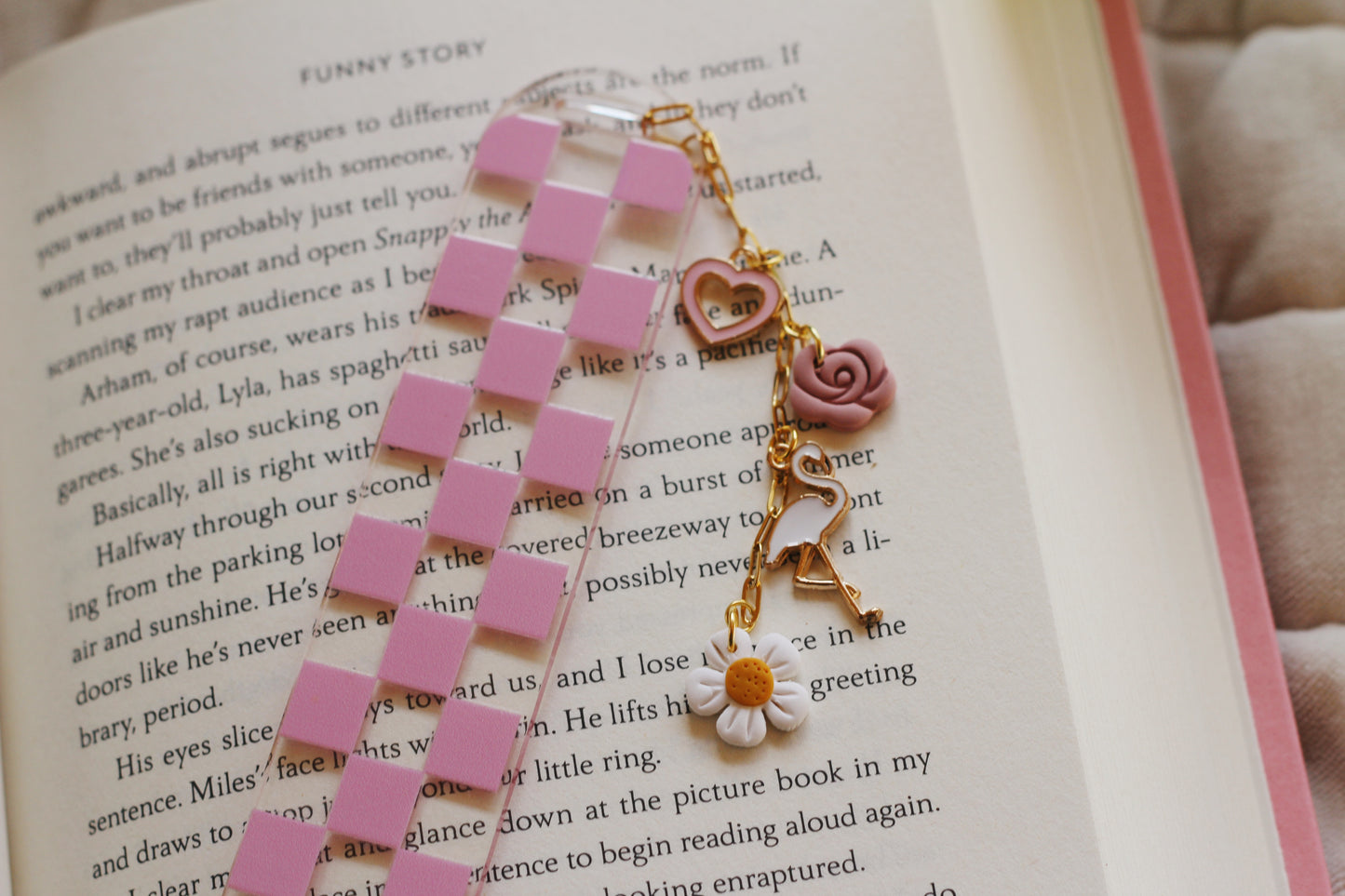 Pink Checkered Bookmark (Multiple options)